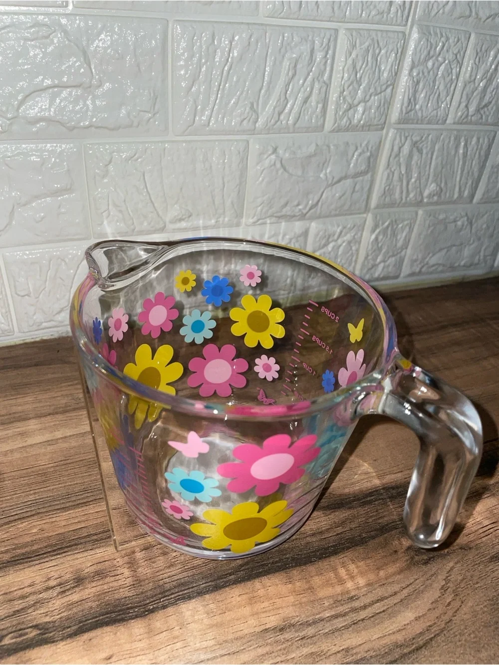 Floral Glass Measuring Cup in Pink, Yellow & Blue - Signature Collection